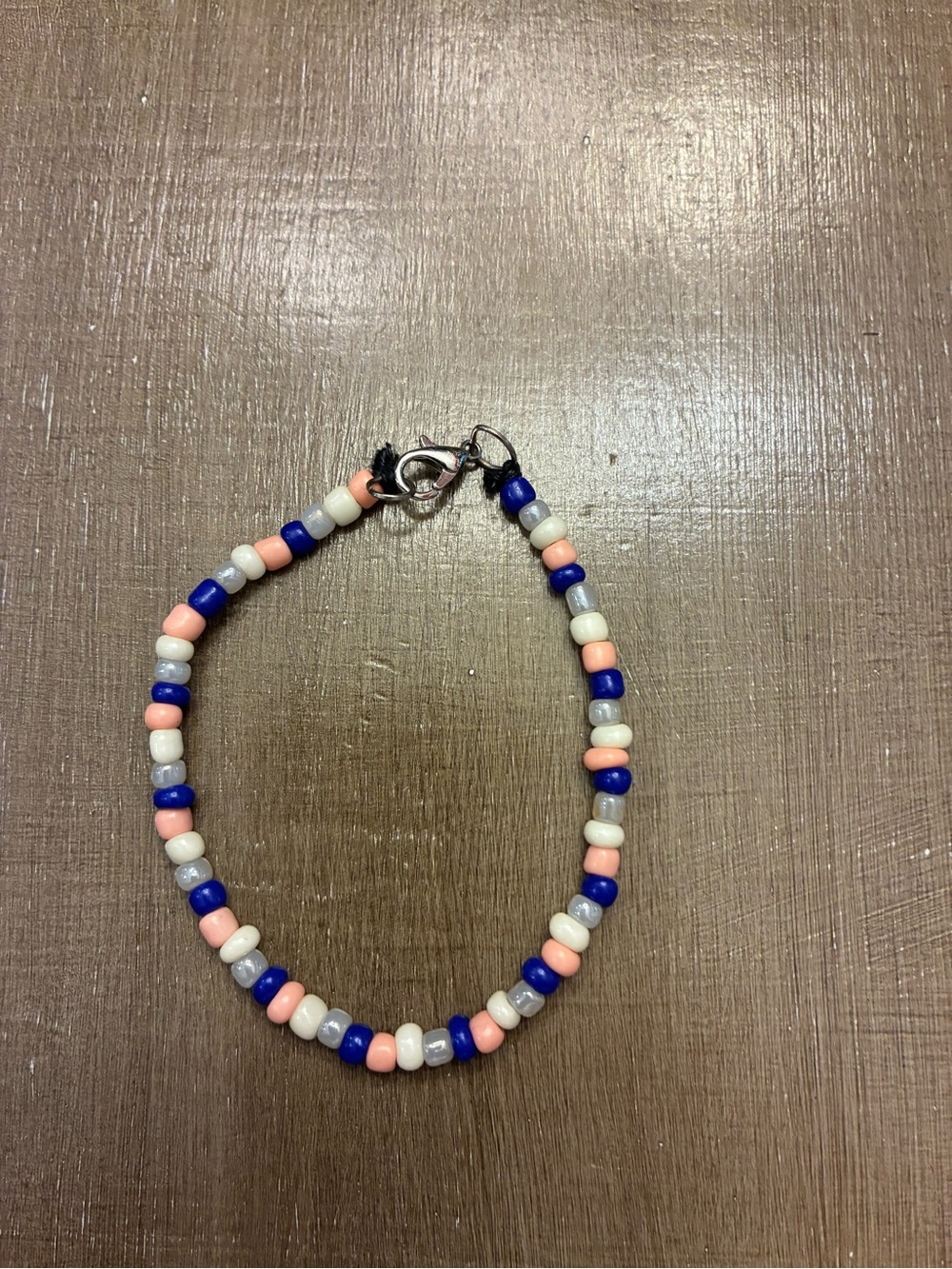Beaded Bracelet in Blue, Pink & White